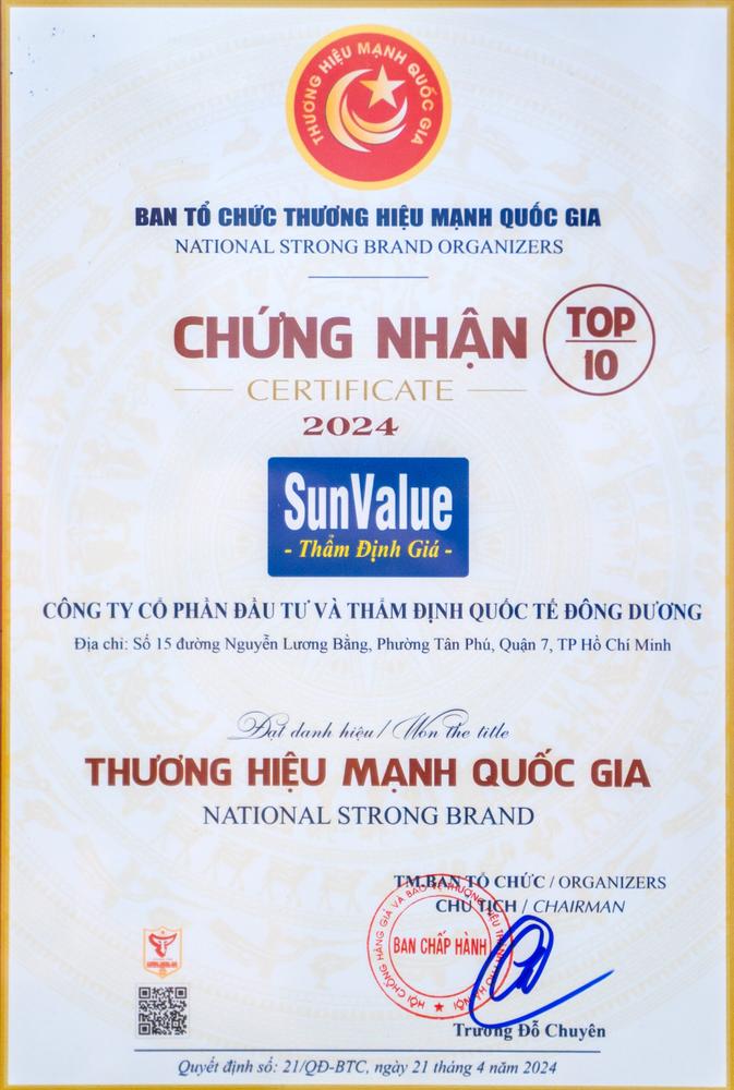 Ảnh SunValue Xuất Sắc Giành Giải Thưởng Danh Giá Thương Hiệu Mạnh Quốc Gia Năm 2024