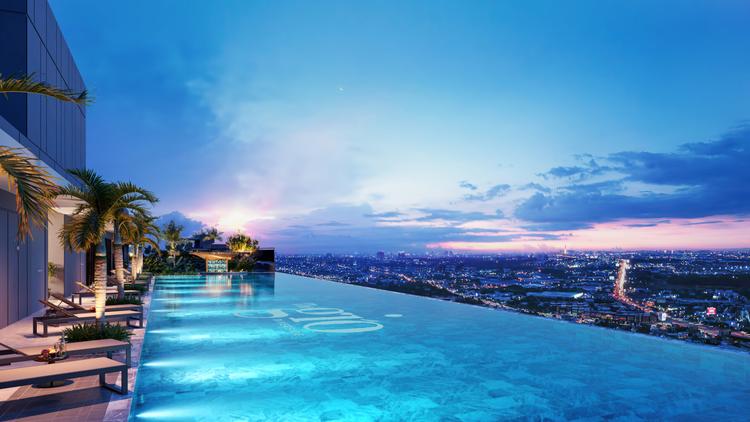 Ảnh “Hé Lộ” Cặp Hồ Bơi Vô Cực Trên Tầng 40 The Gió Riverside