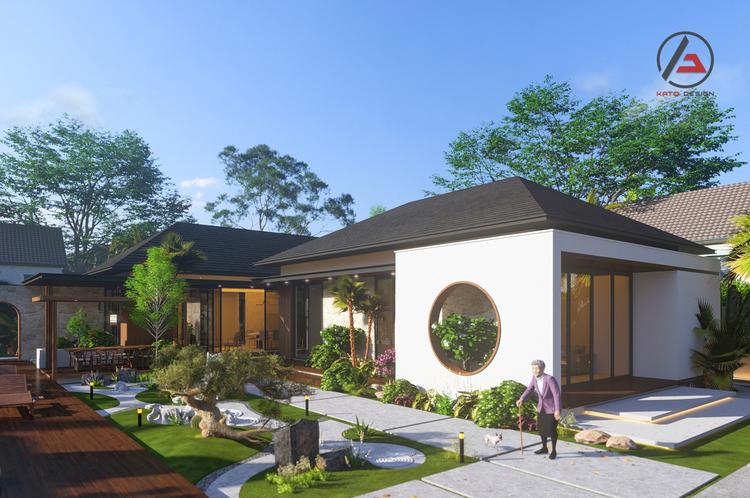 Ảnh Ngôi Nhà Vườn Mái Nhật Chữ L – Nét Hòa Điệu Giữa Kiến Trúc Và Thiên Nhiên