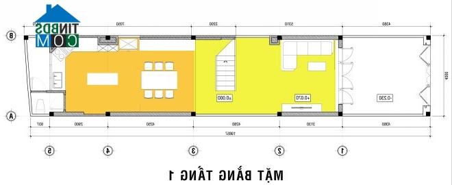 Mặt bằng tầng 1 nhà 4 tầng diện tích 80m2