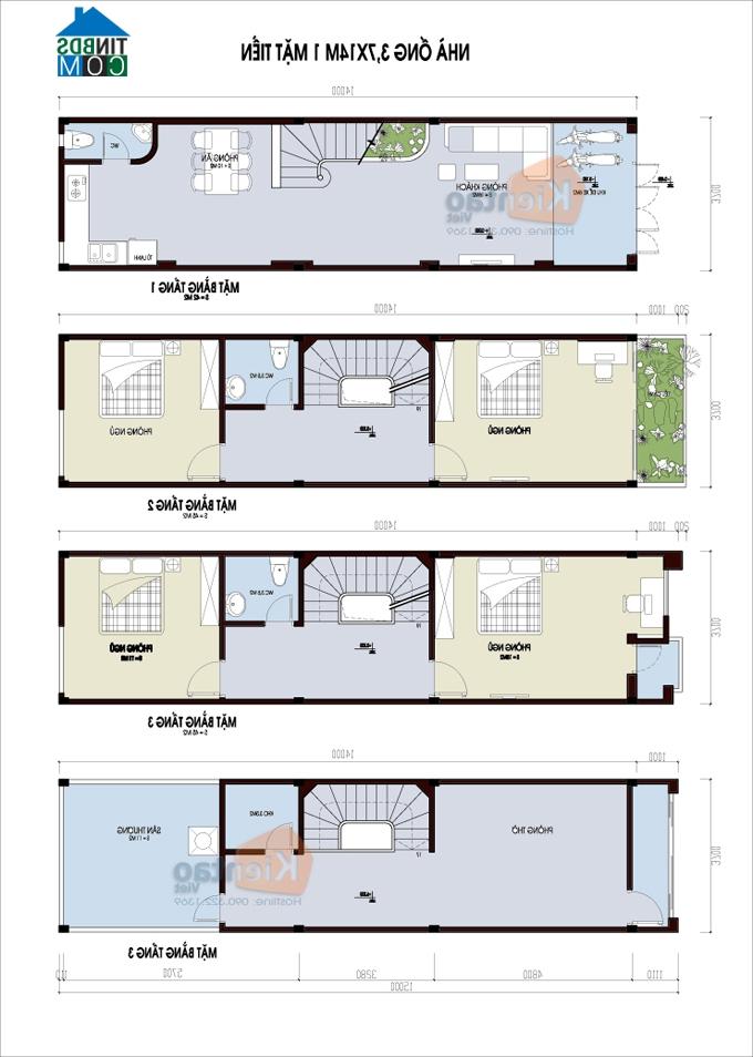 Ảnh Tư vấn thiết kế nhà ống 4 tầng 3,7 x 14m tuyệt đẹp