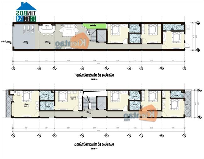 Ảnh Thiết kế kiến trúc nhà lô phố 3 tầng trên đất 150m2