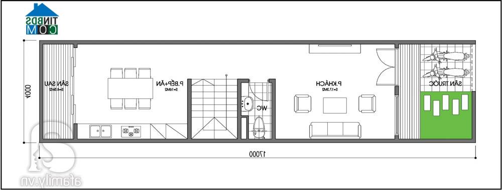 Ảnh Tư vấn thiết kế nhà ống thoáng đãng, nhiều ánh sáng, DT 4x17m