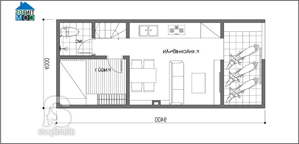 Ảnh Tư vấn thiết kế nhà nhỏ vẫn có chỗ để xe, DT 4 x 9,4m