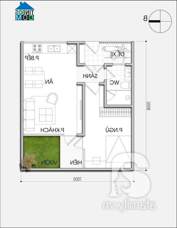 Ảnh Tư vấn thiết kế nhà thoáng, sáng, DT 56m2