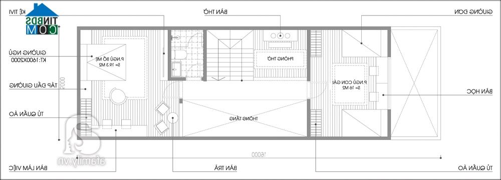 Mặt bằng tư vấn bố trí nội thất tầng 2