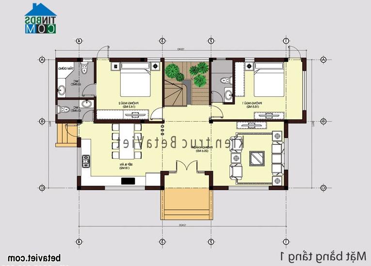 Mặt bằng tầng 1 của biệt thự hiện đại