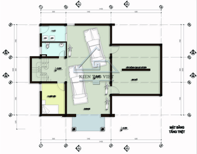 Tầng 1 biệt thự 120m2