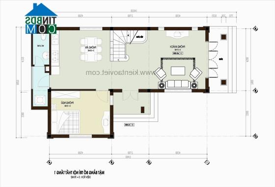 Mặt bằng kiến trúc tầng 1 nhà vườn mái dốc