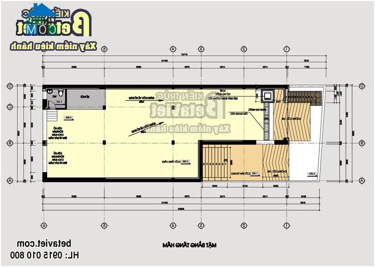 Mặt bằng tầng hầm biệt thự 10x30m