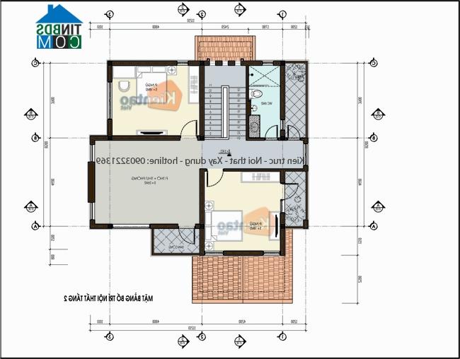 Mặt bằng tầng 2 biệt thự 2 tầng trên đất 600m2