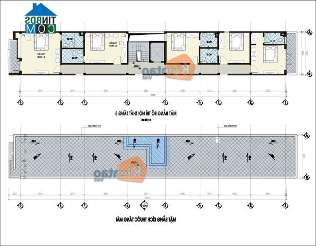 Ảnh Thiết kế kiến trúc nhà lô phố 3 tầng trên đất 150m2