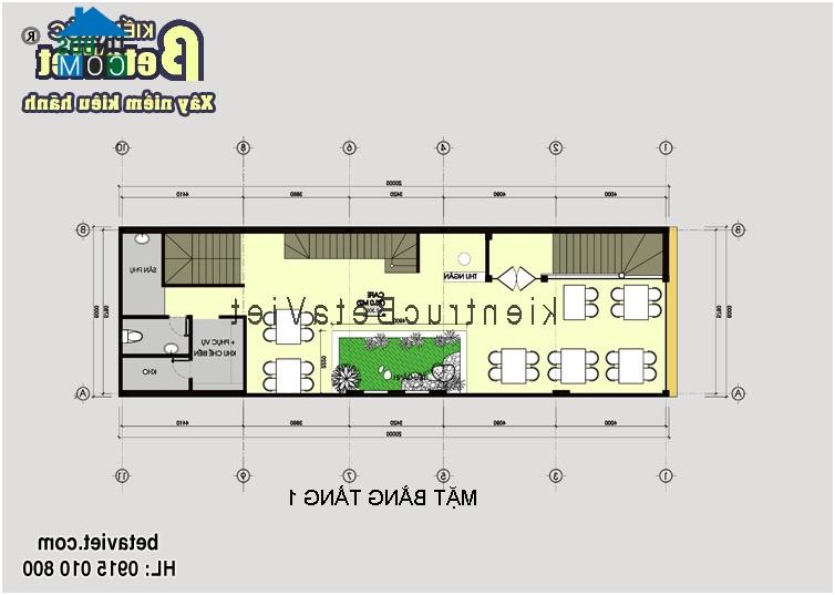 Mặt bằng tầng 1 của nhà 6 tầng