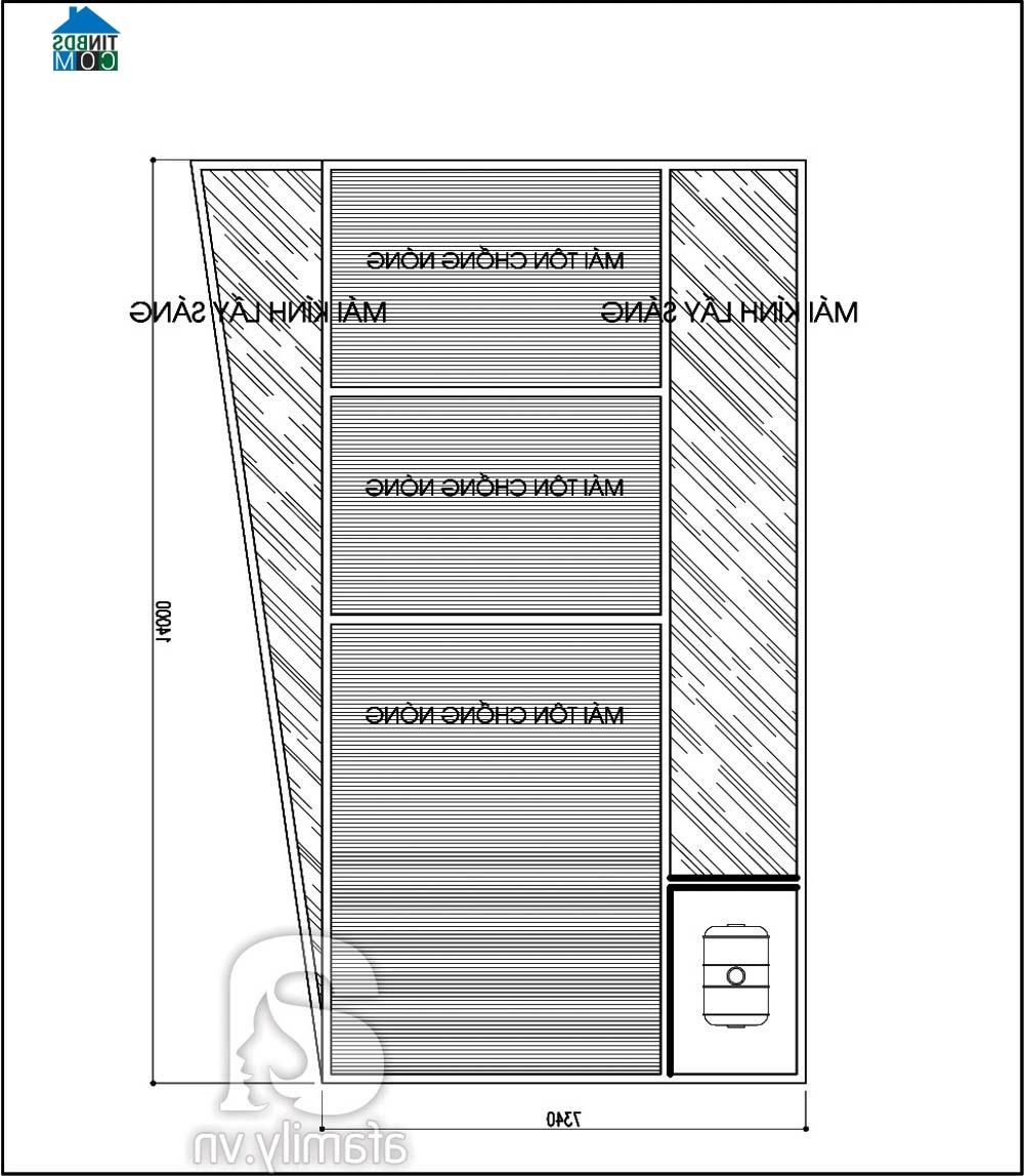 Ảnh Tư vấn thiết kế nhà 1 tầng trên đất hình thang, DT 15,4x14m