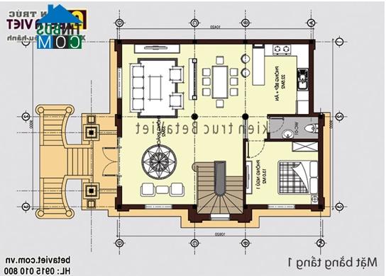 Ảnh Thiết kế nhà đẹp trên đất 9x13m