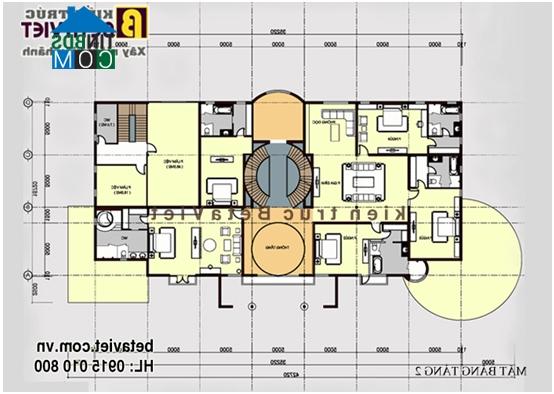 Ảnh Thiết kế biệt thự 3 tầng với diện tích xây dựng khoảng 700m2/sàn