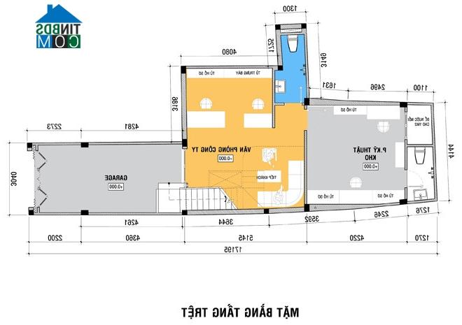 Ảnh Thiết kế nhà 4 tầng để ở kết hợp làm văn phòng kinh doanh