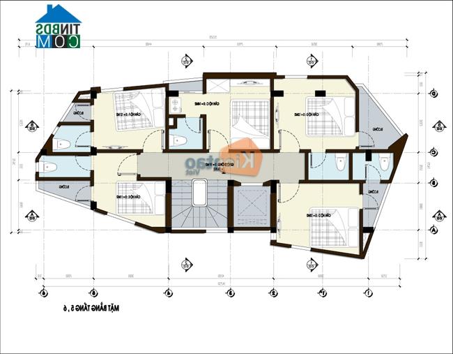 Ảnh Thiết kế kiến trúc nhà 7 tầng trên đất méo