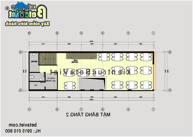 Mặt bằng tầng 2 của nhà 6 tầng