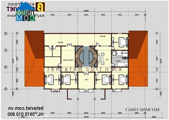 Ảnh Thiết kế biệt thự 3 tầng với diện tích xây dựng khoảng 700m2/sàn