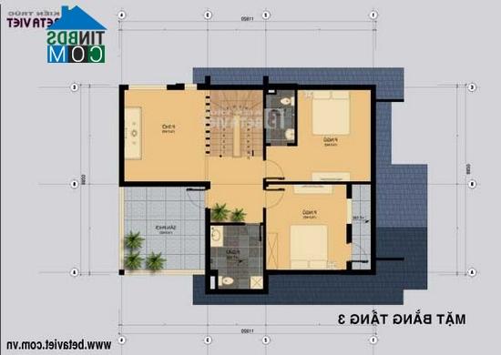 Ảnh Thiết kế nhà 2,5 tấm trên đất hình thang vuông 323,5m2