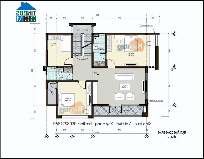 Ảnh Thiết kế kiến trúc nhà biệt thự 2,5 tầng tại Hải Dương