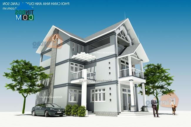 Góc phối cảnh biệt nhà đẹp 3 tầng