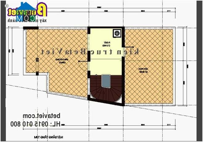 Mặt bằng tầng 4 nhà 4 tầng trên đất 6x12m