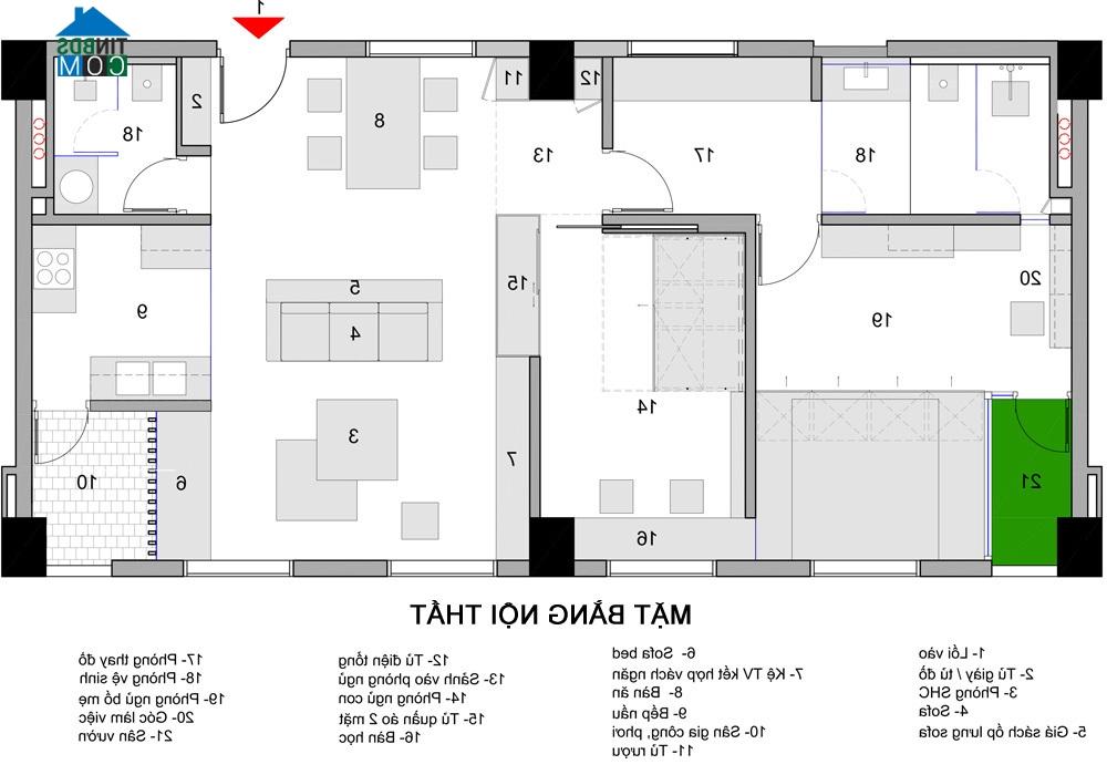 Ảnh Giải pháp nhập 2 căn hộ cũ thành nhà 100m2 hiện đại
