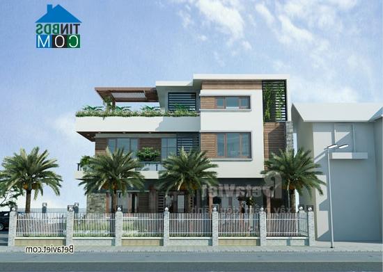 Ảnh Biệt thự 3 tầng hiện đại sử dụng vật liệu mộc tự nhiên
