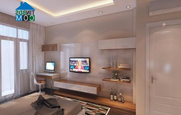 Thiết kế giản dị, hệ tủ kệ tiện lợi cho việc lưu trữ đồ dùng
