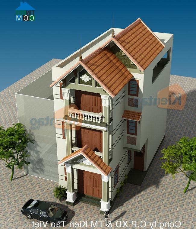 Phối cảnh tổng thể nhà lô phố 3 tầng trên đất 75m2