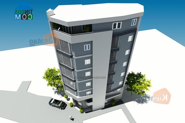 Ảnh Thiết kế kiến trúc nhà 7 tầng trên đất méo
