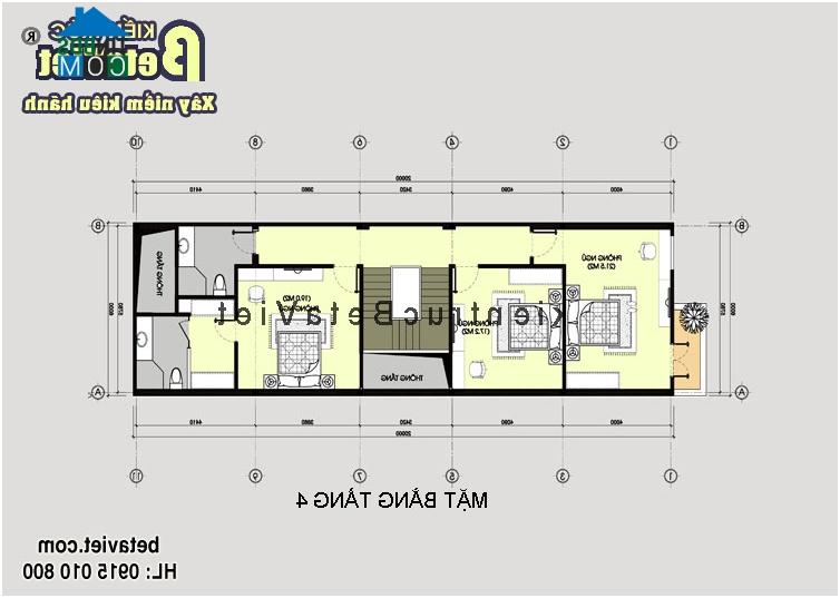 Mặt bằng tầng 4 của nhà 6 tầng