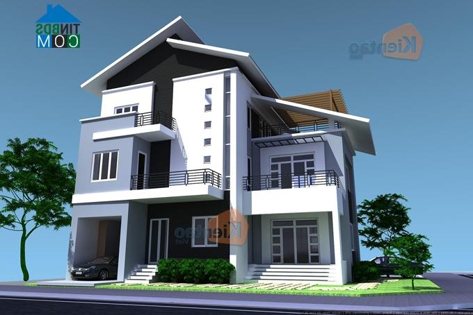 Ảnh Thiết kế biệt thự mái lệch trên đất 291m2