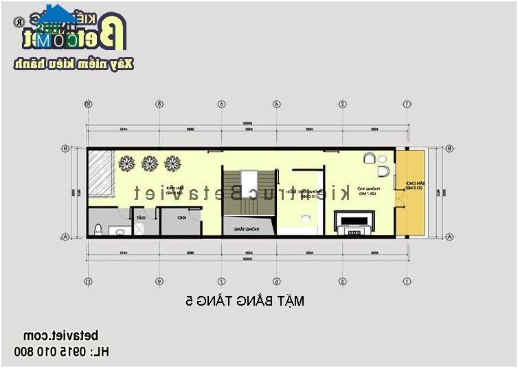 Mặt bằng tầng 5 của ngôi nhà 6 tầng