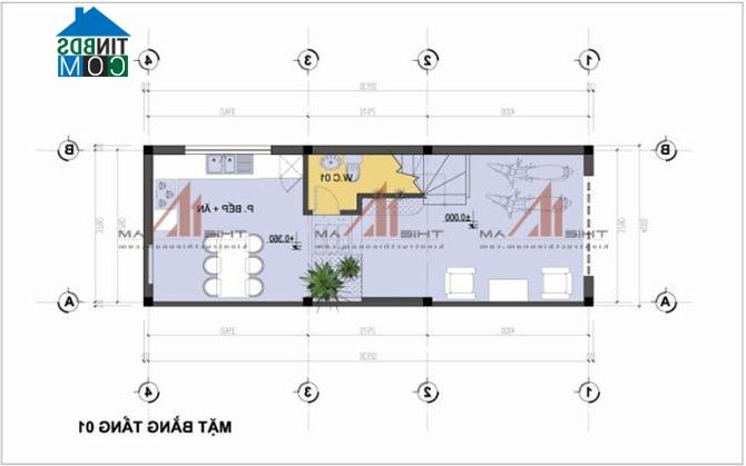 Ảnh Thiết kế nhà ống 5 tầng diện tích 4x12m