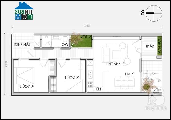 Ảnh Tư vấn thiết kế nhà 1 tầng, DT 6x14,5m2