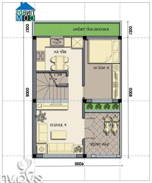 Ảnh Tư vấn thiết kế nhà 2 tầng, DT 6m X 8m