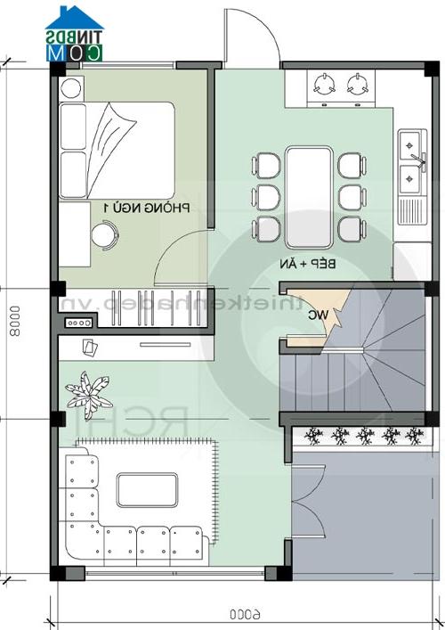 Ảnh Tư vấn thiết kế nhà ở hướng Nam trên diện tích 6x8m