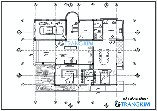 Ảnh Thiết kế kiến trúc biệt thự Châu Âu diện tích 150m2