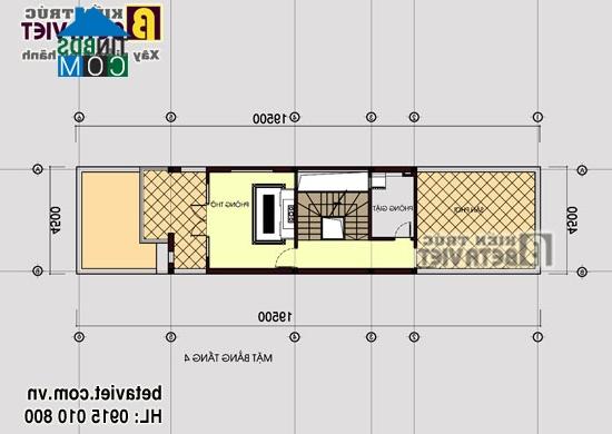 Ảnh Thiết kế nhà 4 tầng theo phong thủy trên diện tích 4.2x17m