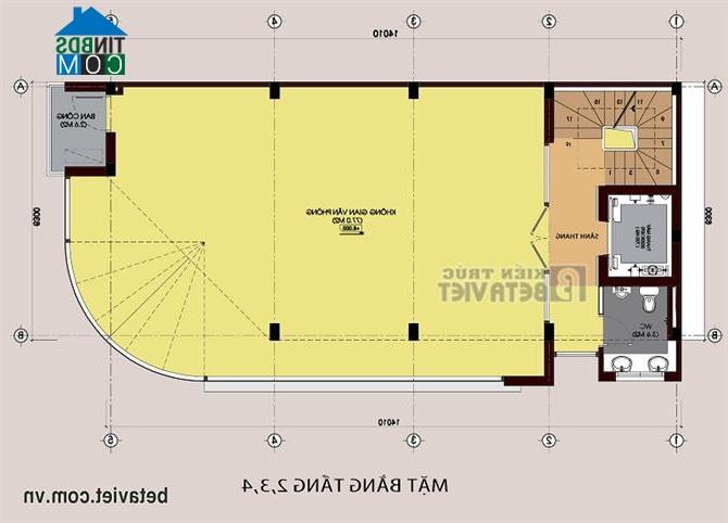 Ảnh Thiết kế nhà 5 tầng kinh doanh kết hợp văn phòng