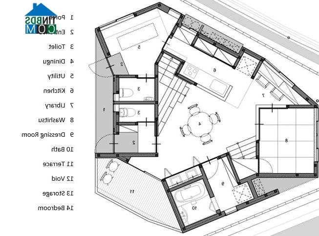 Ảnh Xây nhà đa giác ấn tượng với 14 phòng trên đất 69m2