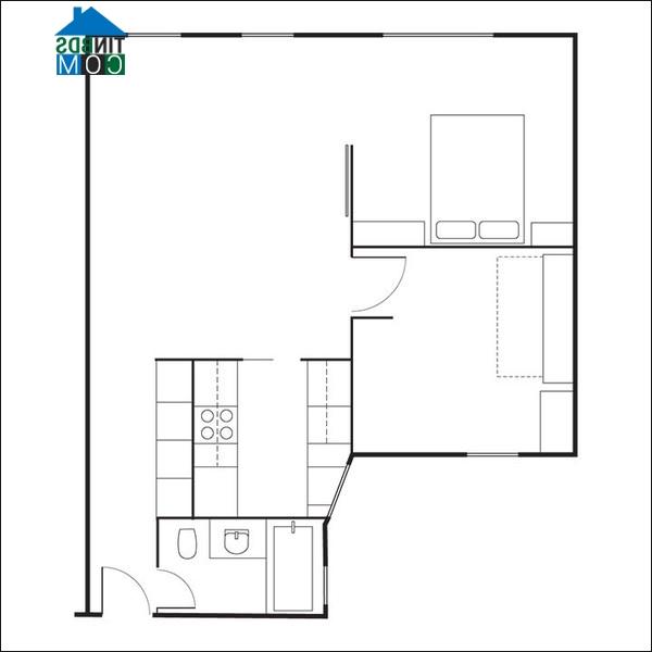 Ảnh Bố trí căn hộ 63m2 thoáng rộng với nội thất đa năng