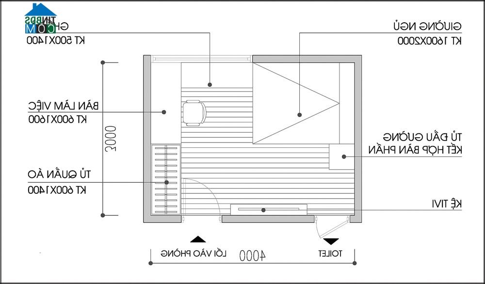 Mặt bằng bố trí nội thất cho phòng ngủ