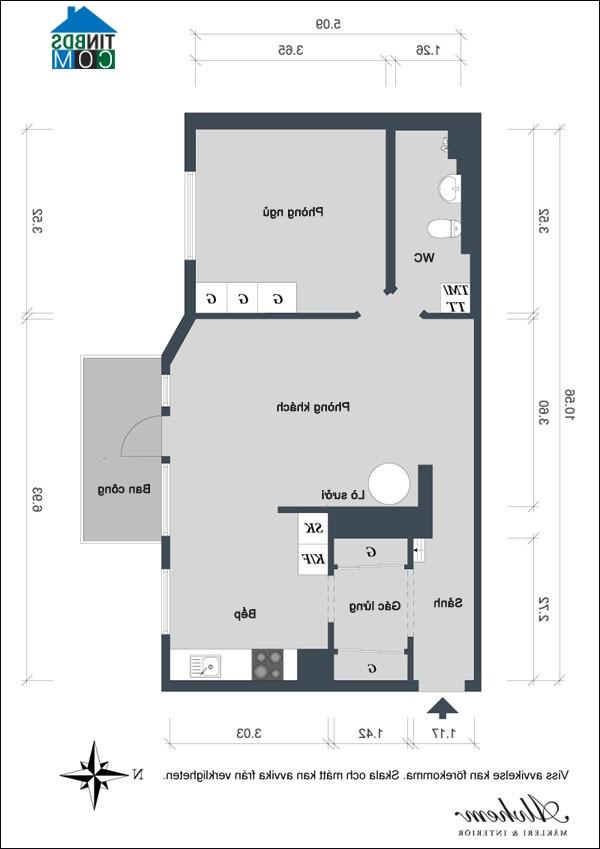 Ảnh Bài trí căn hộ 2 phòng ngủ xinh xắn và tiện dụng