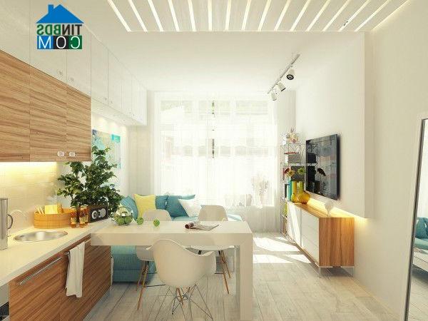 Ảnh Bài trí căn hộ 29m2 sang trọng với gam màu nhã nhặn