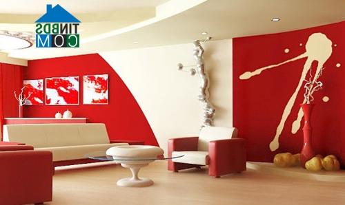 Ảnh Những mẫu phòng khách đẹp với tông màu trắng đỏ