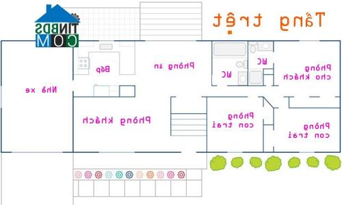 Ngôi nhà này có 1 tầng trệt và 1 tầng hầm